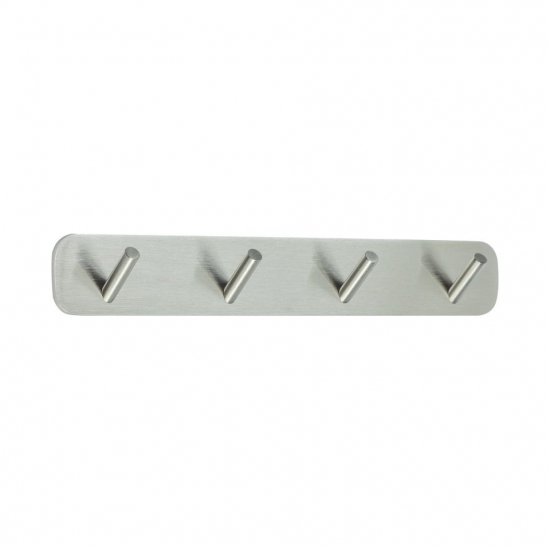 Solid 4-Hook - Brushed Stainless Steel Finish in the group Bathroom Accessories / All Bathroom Accessories / Self Adhesive Hooks  at Beslag Online (620024-21)