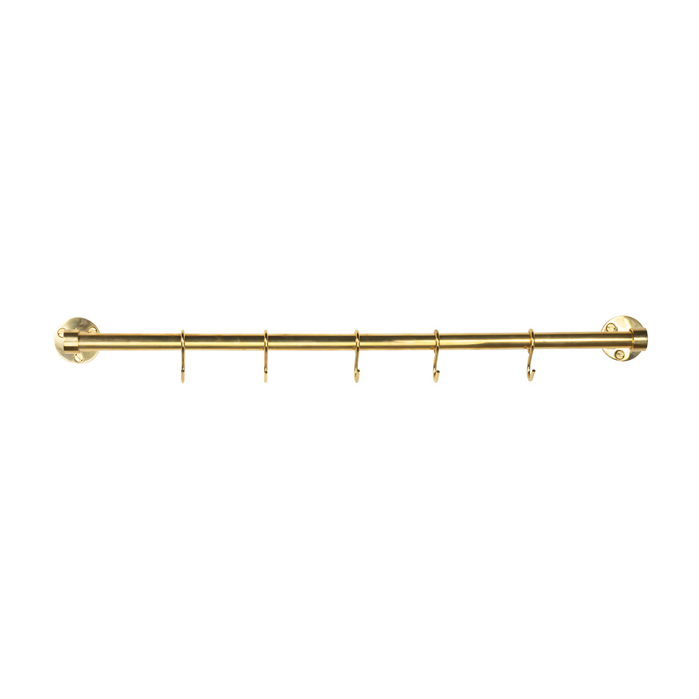 Kitchen Railing Aveny - 600mm - Complete - Polished Untreated Brass in the group Hooks / All Hooks / Hook Racks at Beslag Online (948000-41)