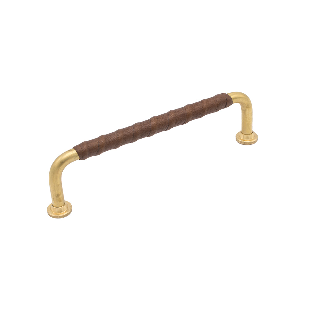 Handle 1353 - Untreated Brass/Brown Leather in the group Kitchen Handles / Color/Material / Leather at Beslag Online (hdt-1353-massing-brun)