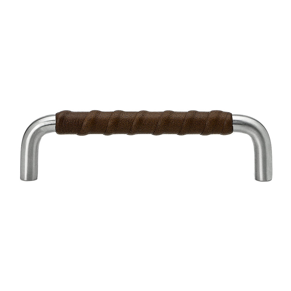 Handle SS-A -  Stainless Steel/Brown Leather in the group Cabinet Handles / Color/Material / Stainless at Beslag Online (htg-ssa-a-rostfritt-brun)