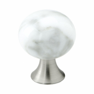 Cabinet Knob Bead Straight - Carrara Marble