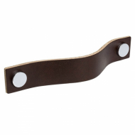 Handle Loop - 128mm - Brown Leather/Chrome