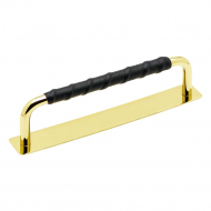 Handle Royal Deluxe - 128mm - Polished Brass/Black Leather