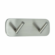 Towel Hook Solid 2-Hook - Brushed Stainless Steel Finish