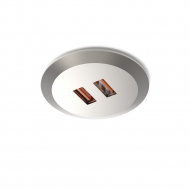 USB-connector Subby Recessed - 20W/24V - 2x2A - Stainless Steel Look