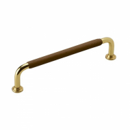 Handle 1353 - Polished Brass/Brown Leather Wrapped