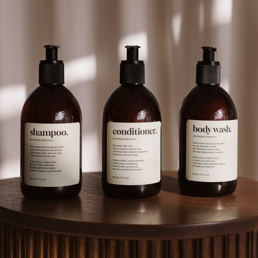 Adhesive Label Premium - Shampoo - Beige