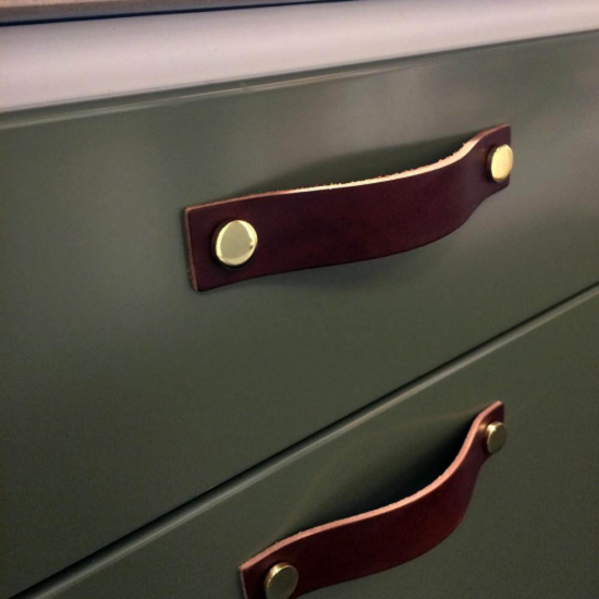 Handle Loop - 128mm - Brown Leather/Brass