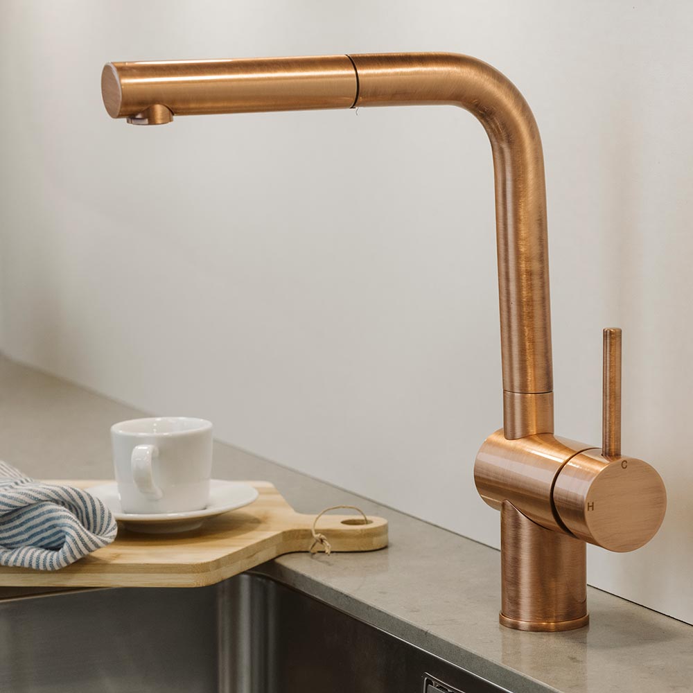 Kitchen Mixer Tap Venedig - Pull-Out Spout - Copper