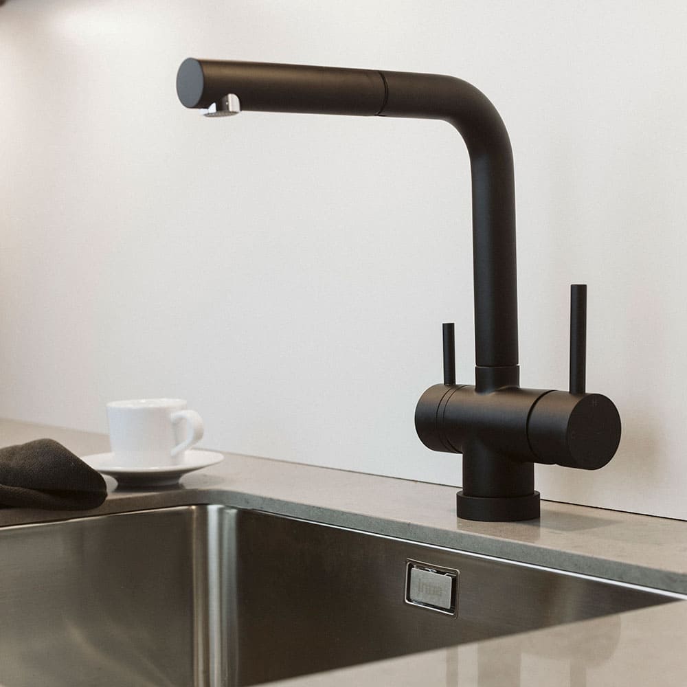 Kitchen Mixer Tap London - Pull-Out Spout - Matte Black