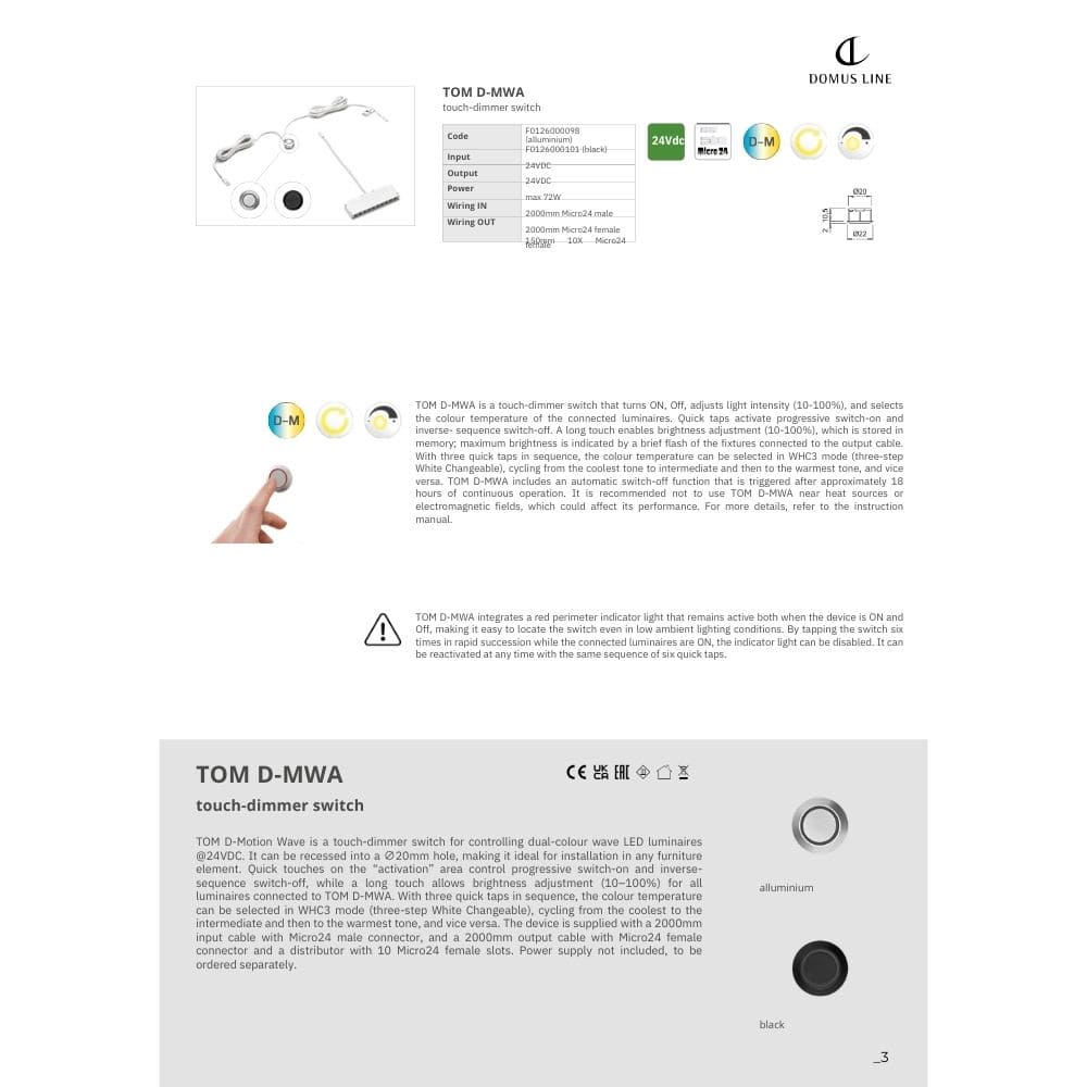 Dimmer Touch Tom D-MWA - Black