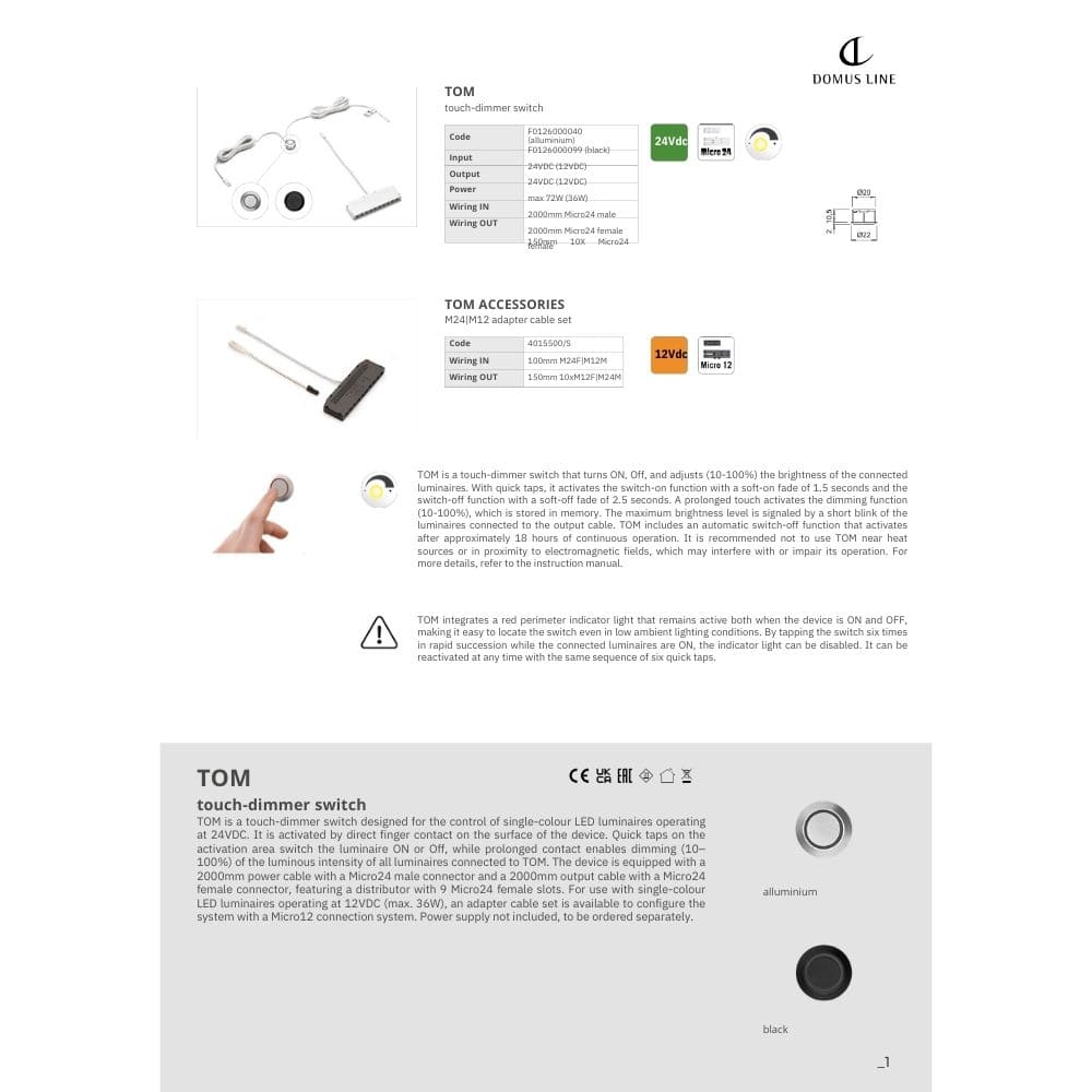 Dimmer Touch Tom D-MWA - Black