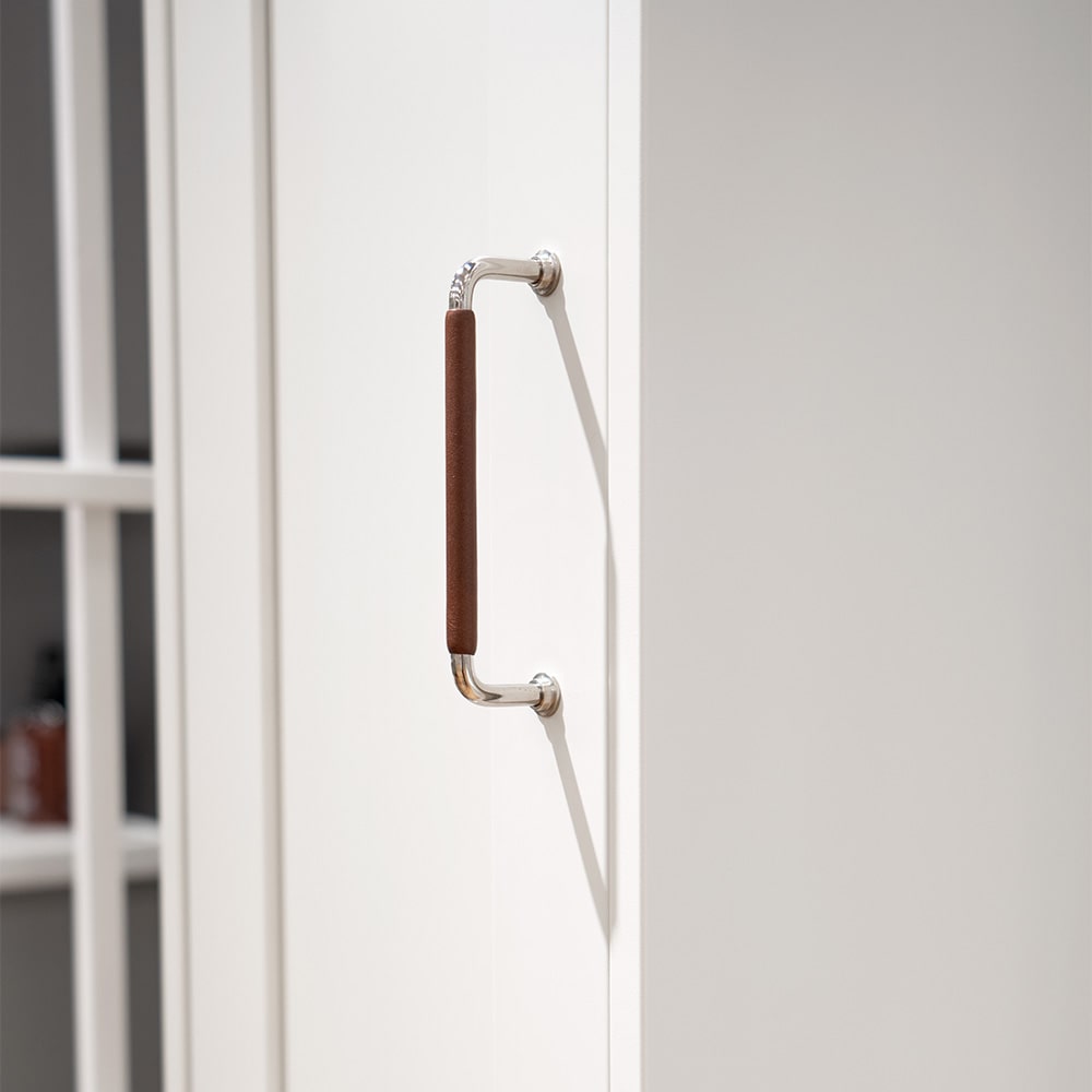 Handle 1353 - Nickel Plated/Brun Leather Wrapped