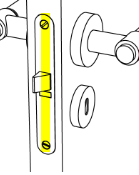 Door with the lock case name at the yellow marking
