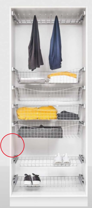 Where to measure the closet frame to choose 16 mm or 19 mm roller rails