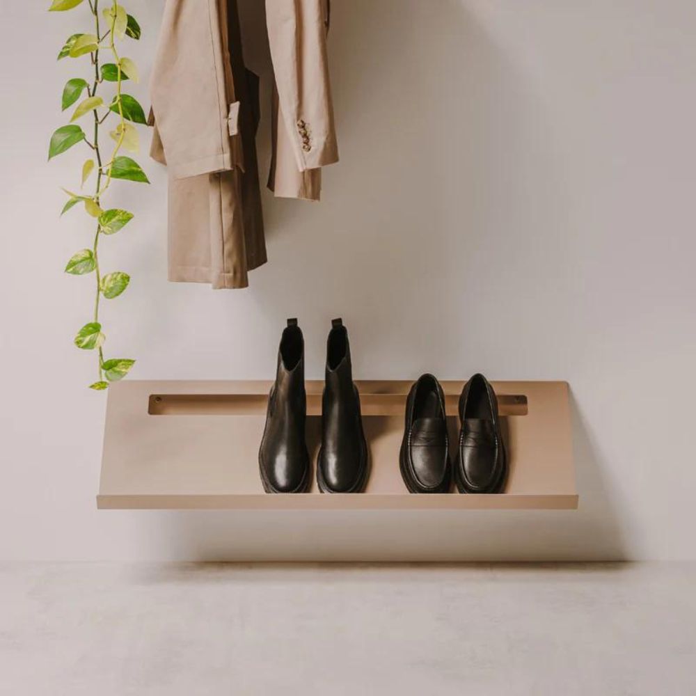 Modern hallway shoe shelf in beige