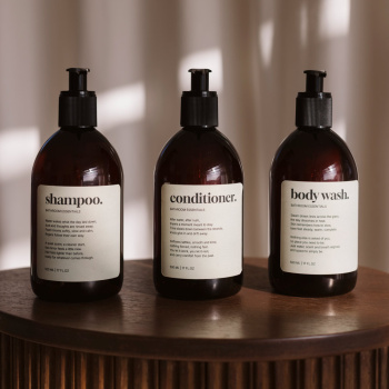 Adhesive Label Premium - Shampoo - Beige