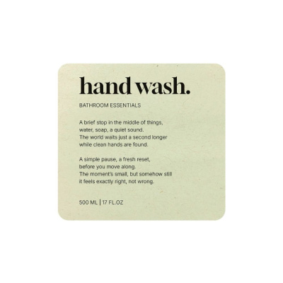 Adhesive Label Premium - Hand Wash - Beige in the group Bathroom Accessories / Show all bathroom accessories / Soap Bottle Holder & Soap at Beslag Online (10190-BO)