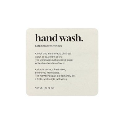 Adhesive Label Premium - Hand Wash - Beige in the group Bathroom Accessories / Show all bathroom accessories / Soap Bottle Holder & Soap at Beslag Online (10190-BO)