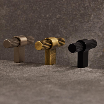 Cabinet Knob T Helix Stripe - Antique Bronze