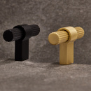 Cabinet Knob T Helix Stripe - Brass