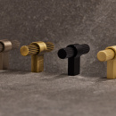 Cabinet Knob T Helix Stripe - Brass