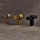 Cabinet Knob T Helix Stripe - Stainless Steel Finish