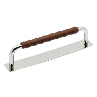 Handle Royal Deluxe - 128mm - Nickel Plated/Brown Leather in the group Outlet at Beslag Online (336235-11)