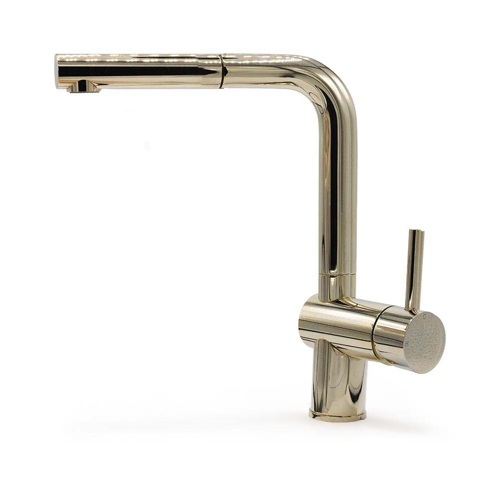 Kitchen Mixer Tap Venedig - Pull-Out Spout - Light Brass