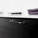 Handle Lounge - 160mm - Chrome/Black Leather