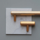 Knob T Rille - Brushed Brass