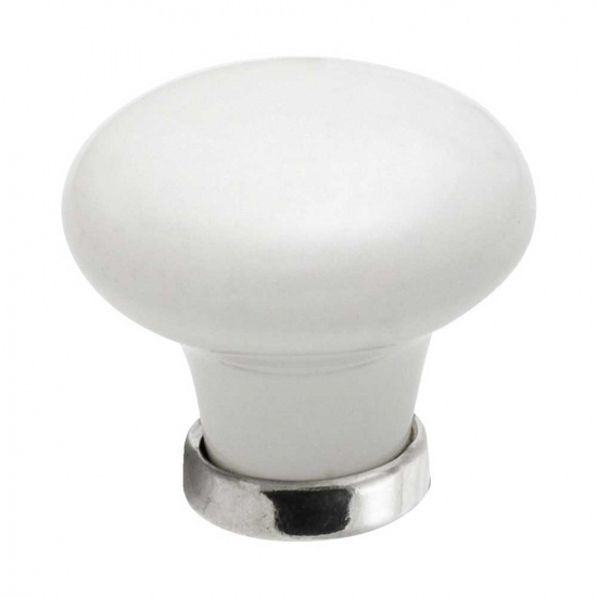 Cabinet Knob 24136 - White/Chrome