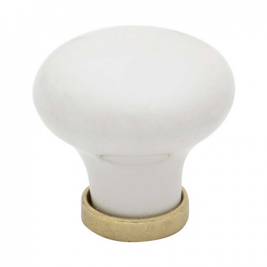 Cabinet Knob 24136 - White/Brass