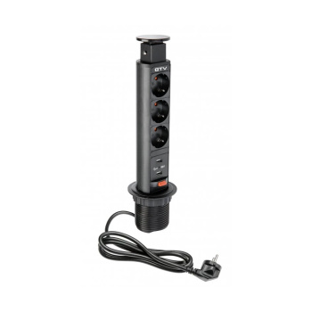Power Column 60mm 3pcs 230V Socket 2pcs USB – Black