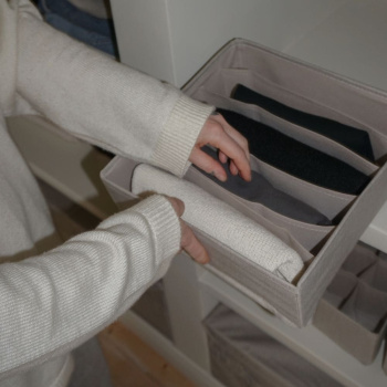Storage box with 6-compartments - Beige