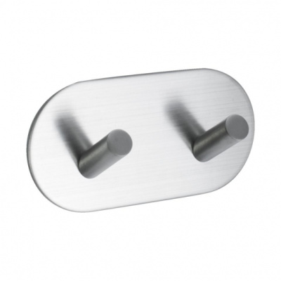 Towel Hook Base 100 2-Hook - Brushed Stainless Steel Finish in the group Bathroom Accessories / Show all bathroom accessories / Self Adhesive Hooks at Beslag Online (60507-21)