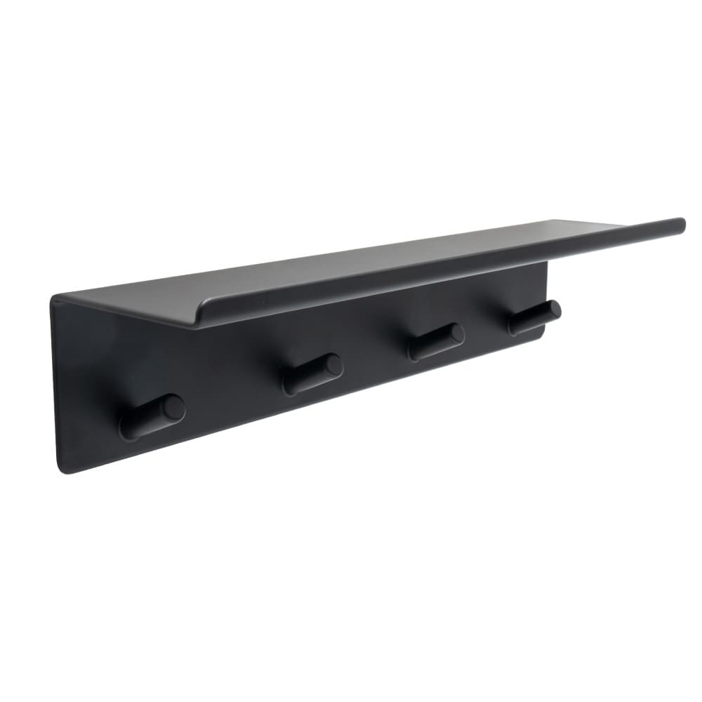 Bathroom hook rack with shelf Base - Matte Black