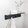 Bathroom hook rack with shelf Base - Matte Black