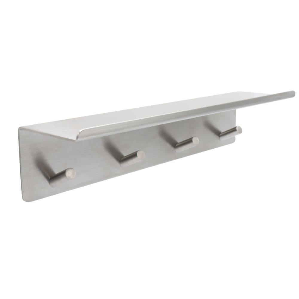 Bathroom hook rack with shelf Base - Brushed Stainless Steel