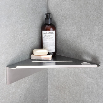 Shower Shelf Corner Base - Brushed Stainless Steel