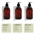 Shower Package Premium - Chrome soap pump set with brown pump bottle, base soap pump holder, and labels in beige color