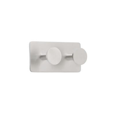 Towel Hook Base 210 2-Hook - Brushed Stainless Steel Finish in the group Bathroom Accessories / Show all bathroom accessories / Self Adhesive Hooks at Beslag Online (61411-21)