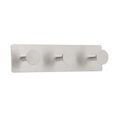 Towel Hook Base 210 3-Hook - Brushed Stainless Steel Finish in the group Bathroom Accessories / Show all bathroom accessories / Self Adhesive Hooks at Beslag Online (61421-21)
