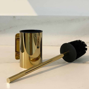 Toilet Brush Solid - Polished Brass