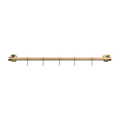 Kitchen Rail Aveny - 600mm - Complete - Oak/Polished Untreated Brass in the group Hooks / Show all hooks / Kitchen Rail at Beslag Online (947962-41)