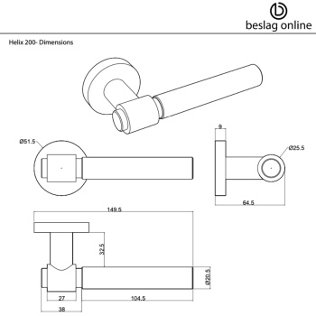 Door Handle Helix 200 - Antique Bronze