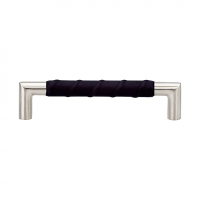 Handle Norma 12 - Stainless Steel/Black Leather in the group Cabinet Handles / Show all handles / Kitchen Door Handles at Beslag Online (htg-norma12-svart-lader)