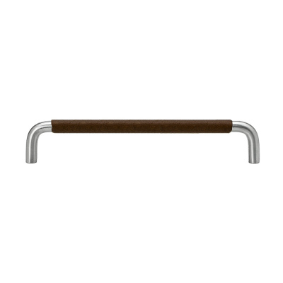 Handle SS-A - Stainless/Brown Leather Wrapped in the group Cabinet Handles / Color/Material / Stainless at Beslag Online (htg-ss-a-rostfritt-brun)